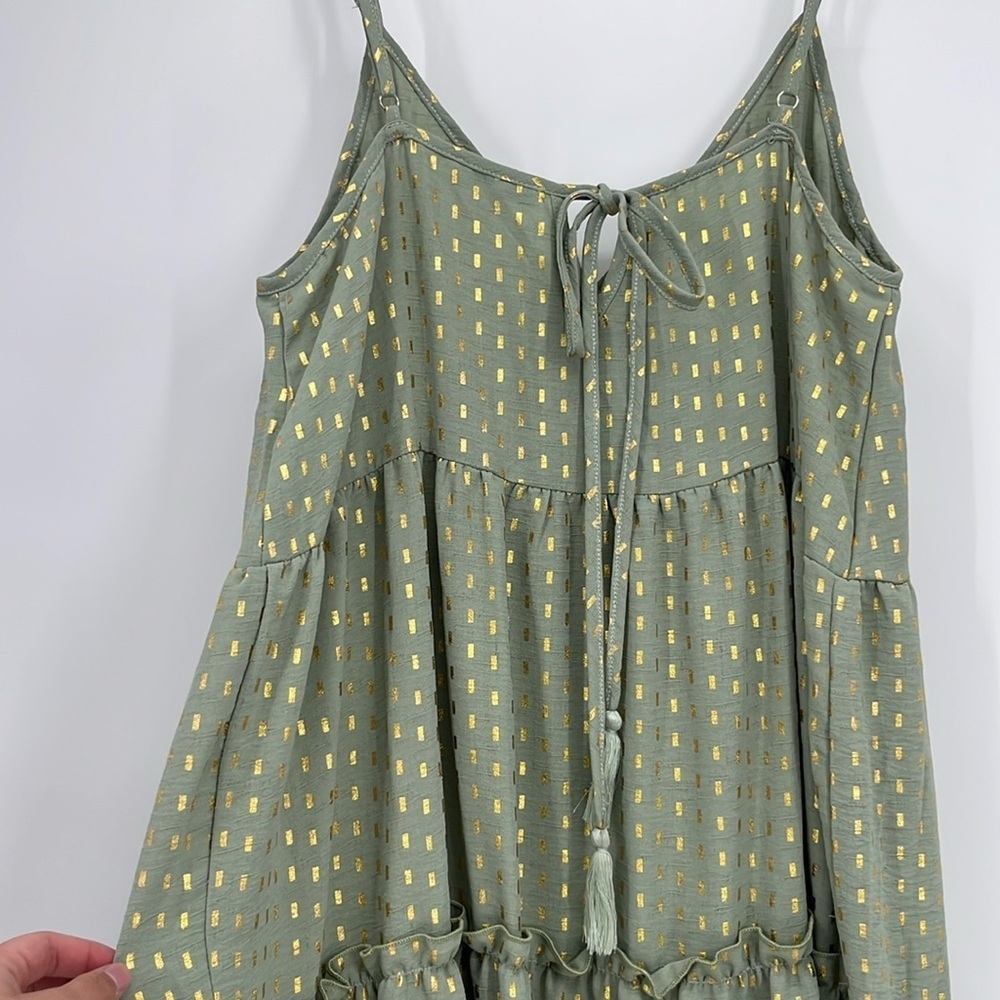 White Birch Green & Gold Tiered Maxi Dress | NWT Boutique | Size XL - Picture 8 of 10